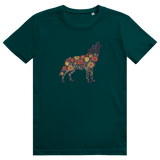 Wolf Frühling T-Shirt – Wildblumen Silhouette | Bio Herren