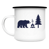 WildfireInfinity Emaille Tasse – Bär am Lagerfeuer